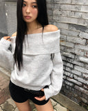 Jonu off-shoulder loose fit long sleeve knit