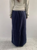 Hven Velvet Stripe Banding Long Skirt