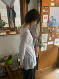 Yunori Layered Side Shirring Frill Long Sleeve Tee