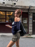 Punching Stud Glossy Shoulder Bag