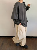 Pohind Adjust Pintuck Cotton Wide Pants