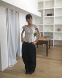 Badu Flower Strap Puff Short Sleeve Blouse