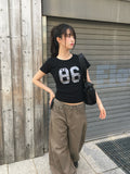 Conde 86 Number Lettering Slim Fit Short Sleeve T-Shirt