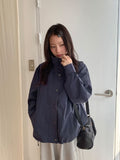 Cotton Color Matching Collar Bomber Jacket