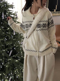 Pico Snow Nordic Collar Two-Way Knit Zip-Up