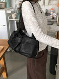 washing pocket side zipper shoulder bag