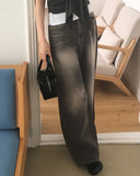 Cellne Washed Denim Long Wide Pants