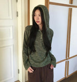 Zeke Stripe Bokashi Button Color Matching Hood T-shirt