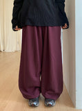 Chop-pit pin-tuck balloon wide banding pants