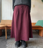 Tenico banding corduroy pintuck long skirt