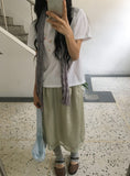 Asumi Satin Glossy Lace Layered Midi Skirt