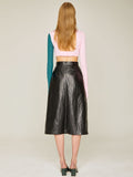 Crack Leather Maxi Skirt