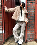 Sevin Collar Two-Tone Fur Jacket