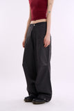 Twill snap wide cotton pants