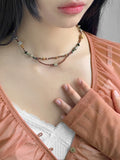 Skal Vintage Layered Beaded Gemstone Necklace