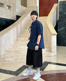 Rope denim short sleeve shirt
