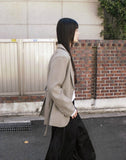 [Belt SET] Vichy Lapel Collar Overfit Blazer Jacket