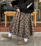 Koneki corduroy cut dot balloon midi skirt