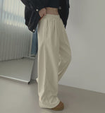 Corduroy Wool Pin Tuck Wide Banding Pants