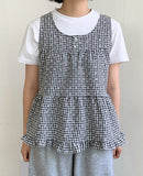 Dilte Check Flower Sleeveless Blouse