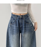 Cut Line Vintage Balloon Wide Denim Pants
