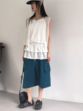 Dinple Oversized Fit Pile Bermuda Cargo Pants