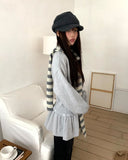 Peuon Layered Frill Button Knit