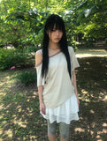 [MADE] Doen Lace Off-Shoulder Short Sleeve T-Shirt