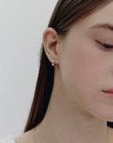 Champagne Full Moon Silver Grip One-Touch Earrings S