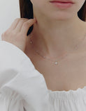 Essence Silver (W) Moissanite Flower Dainty Necklace