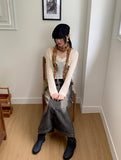 Grason suede gathered leather belted boots