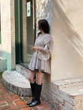 Charili Frill Long Blouse Knit Vest Two-Piece