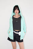 ROUGH SHIRRING HOOD ZIP-UP