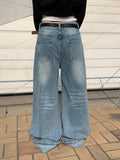 [A/M] Folder Medium Blue Wide Washing Denim Pants