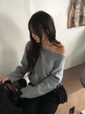 Luke One-Shoulder Boat Neck Loose Fit Knit