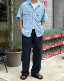Western Linen Denim Short Sleeve Shirt