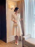Plea Puff Heart Neck Button Slit One Piece