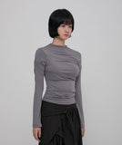 Asymmetrical Draped Mock Neck