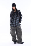 Clou tin dyeing banding cargo denim pants