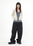 Eyelet 2-way short hood zip-up