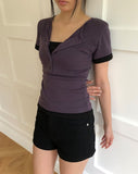 Huron Color Matching Button Short Sleeve T-shirt