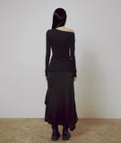 One-Shoulder Lettuce Stitch Cardigan