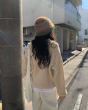 Plan] Vanilla Neck Collar Loose Fit Knit Half Zip-up