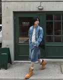 Evergreen cool denim biker jacket