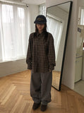 Charne Herringbone Wide Cotton Pants