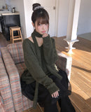 [Muffler SET] Dori Muffler Loose V-Neck Knit