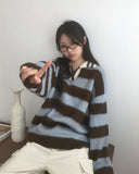 Zenzen Stripe Brush Collar Knit