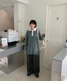 Moruku Stripe Collar Over Long Sleeve Tee