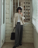 Gridin Collarless Tweed Jacket