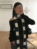 Onk Mohair Stripe Color Matching Long Muffler